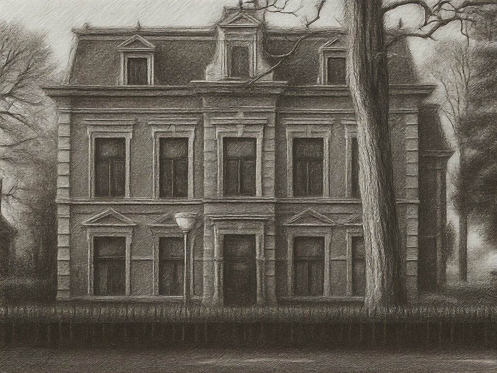 Historische foto van de voorgevel van Villa Regout