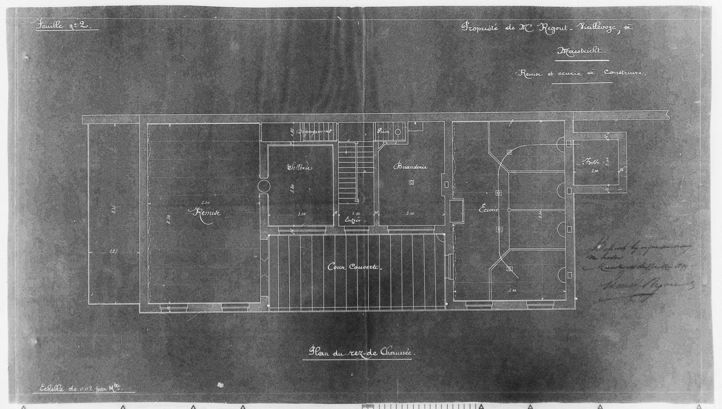 Begane grond & paardenstal — historische bouwtekening